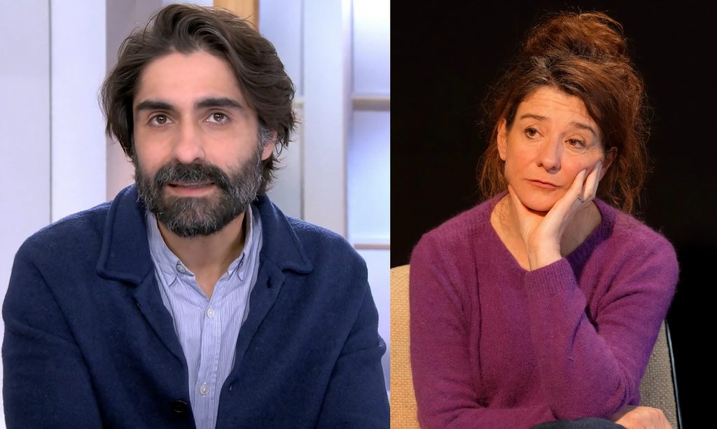 Fabrice Arfi (Mediapart) et Alice Géraud, scénariste, journaliste et co-autrice du récit collectif, en portrait côte à côte.